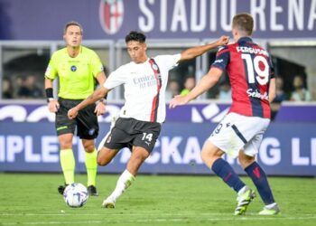 Bologna - Milan's Tijjani Reijnders in action  during  Bologna FC vs AC Milan, Italian soccer Serie A match in Bologna, Italy, August 21 2023 (Bologna - 2023-08-21, Ettore Griffoni / LiveMedia) p.s. la foto e' utilizzabile nel rispetto del contesto in cui e' stata scattata, e senza intento diffamatorio del decoro delle persone rappresentate