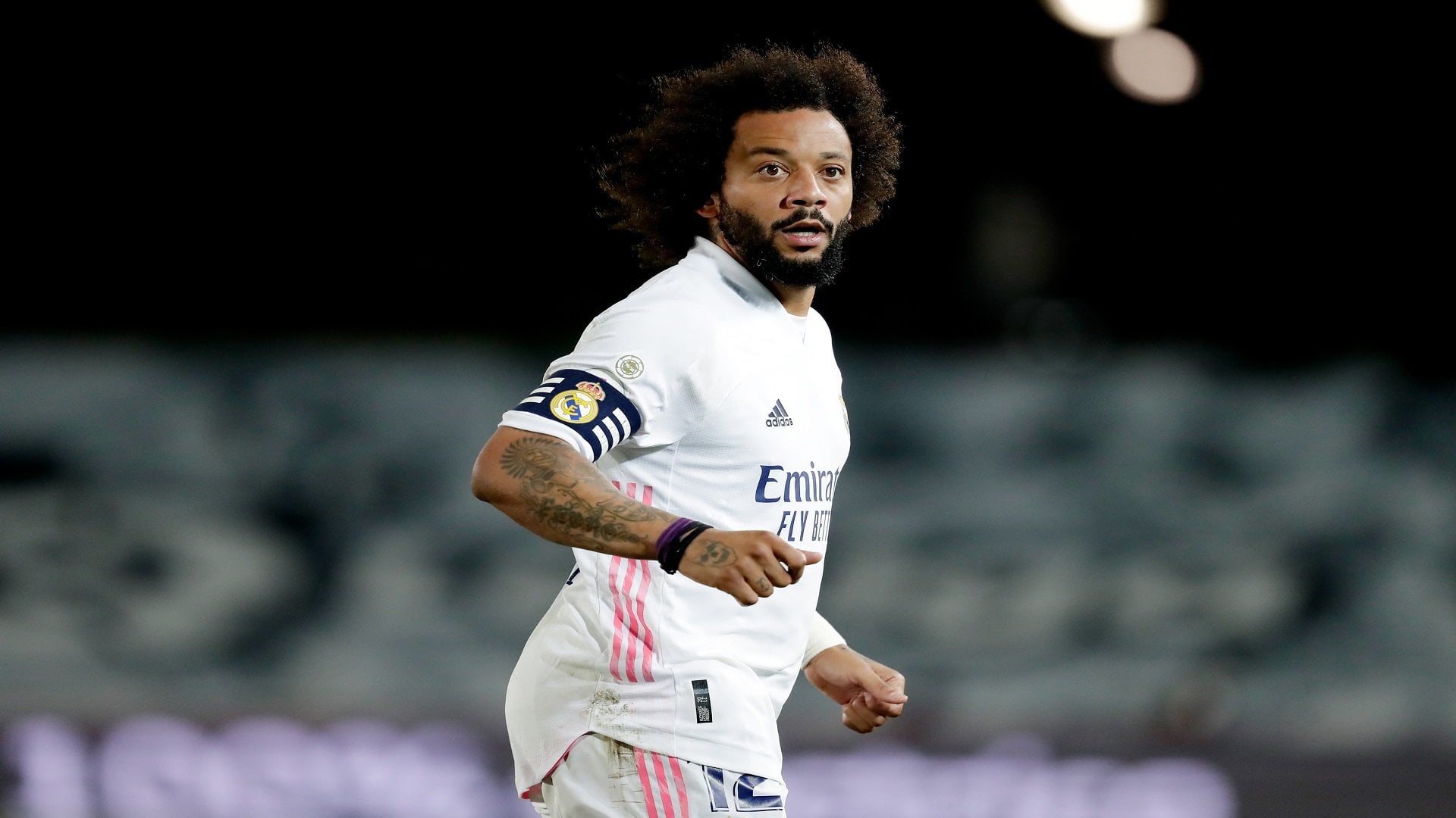 MADRID, SPAIN - MAY 9: Marcelo of Real Madrid  during the La Liga Santander  match between Real Madrid v Sevilla at the Estadio Alfredo Di Stefano on May 9, 2021 in Madrid Spain (Photo by David S. Bustamante/Soccrates/Getty Images)