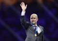 Soccer Football - Club World Cup - Final - Manchester City v Fluminense - King Abdullah Sports City, Jeddah, Saudi Arabia - December 22, 2023
Manchester City manager Pep Guardiola celebrates with his medal after winning the Club World Cup final REUTERS/Amr Abdallah Dalsh