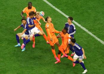 Soccer Football - FIFA World Cup 2026 - Group F - Netherlands v Japan - Dallas Stadium, Arlington, Texas, U.S. - June 14, 2026 Japan's Daichi Kamada scores their second goal REUTERS/Kai Pfaffenbach