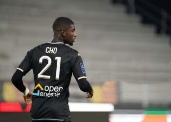 Mohamed-Ali CHO of Angers during the Ligue 1 Uber Eats match between Angers and Marseille at Stade Raymond Kopa on September 22, 2021 in Angers, France. (Photo by Eddy Lemaistre/Icon Sport via Getty Images)